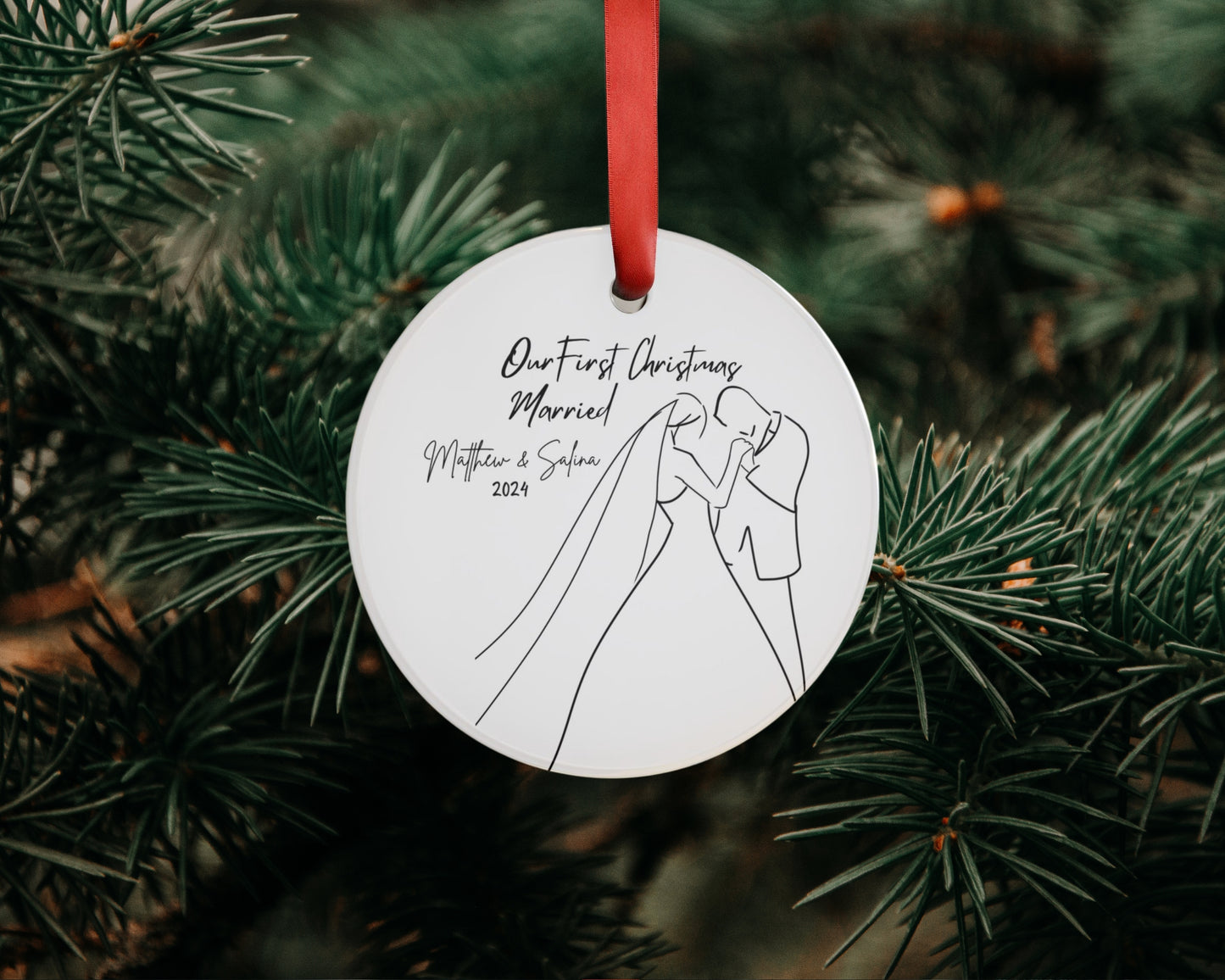 Our First Christmas Married Personalized Couple Christmas Ornament