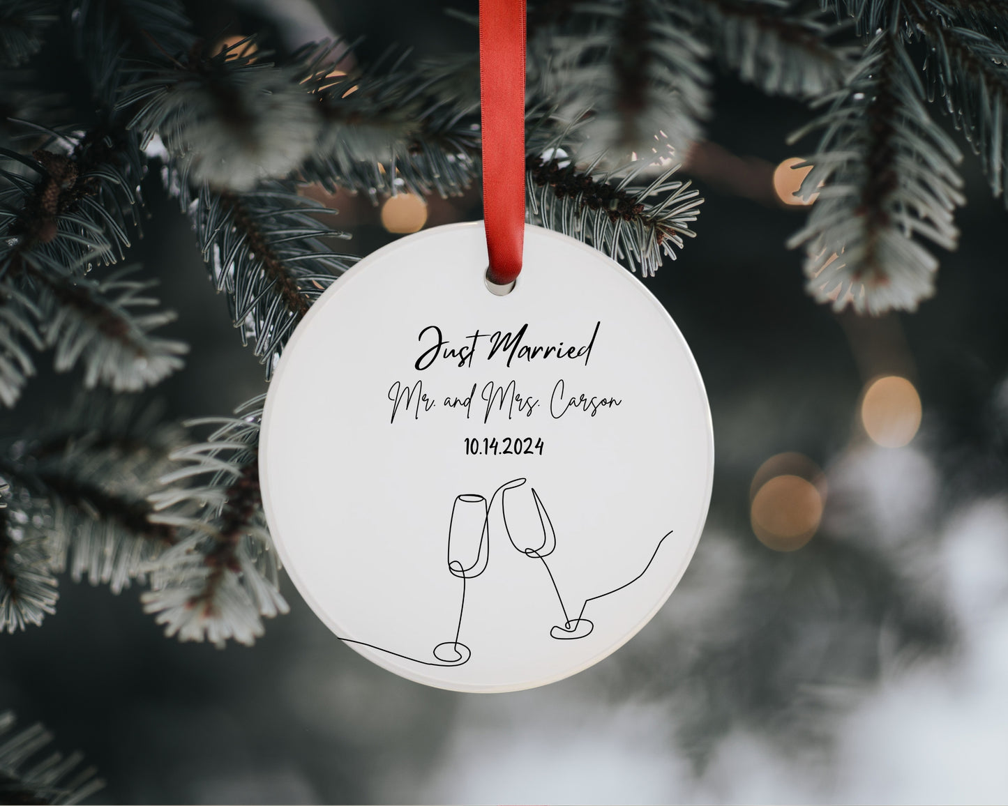 Our First Christmas Married Personalized Couple Christmas Ornament