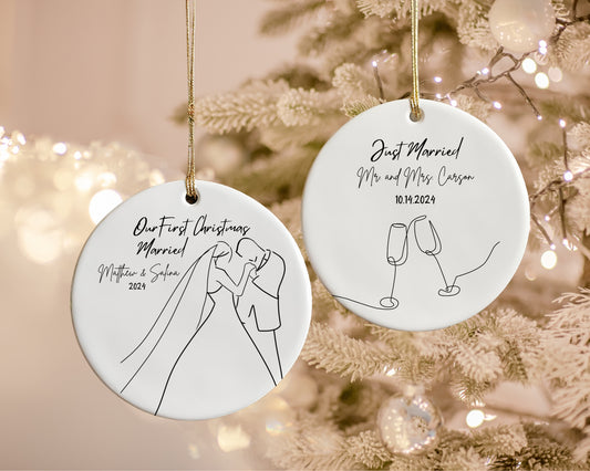 Our First Christmas Married Personalized Couple Christmas Ornament