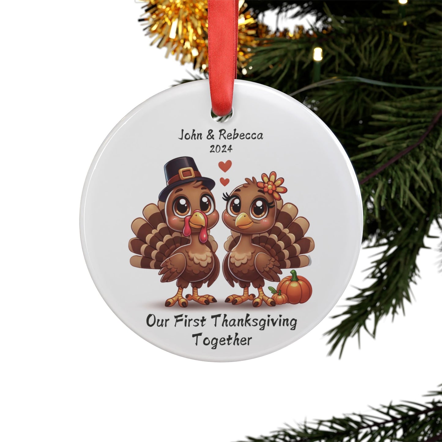 Our First Thanksgiving Together Personalized Couple Ornament