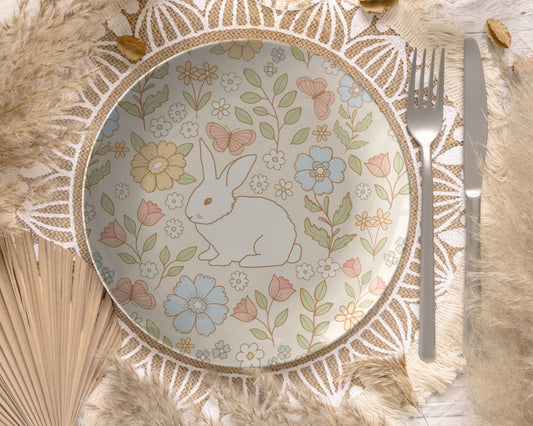 Floral Cottagecore Decorative Bunny Plate