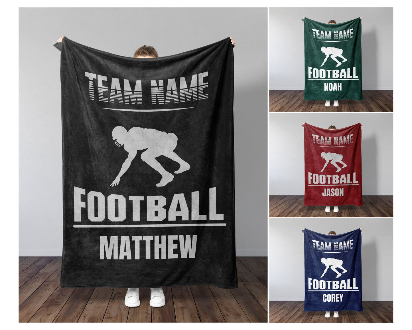 Personalized Football Blanket Gift For Football Player Custom Football Team Gift