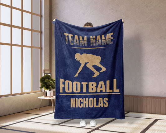 Personalized Football Blanket Gift For Football Player Custom Football Team Gift
