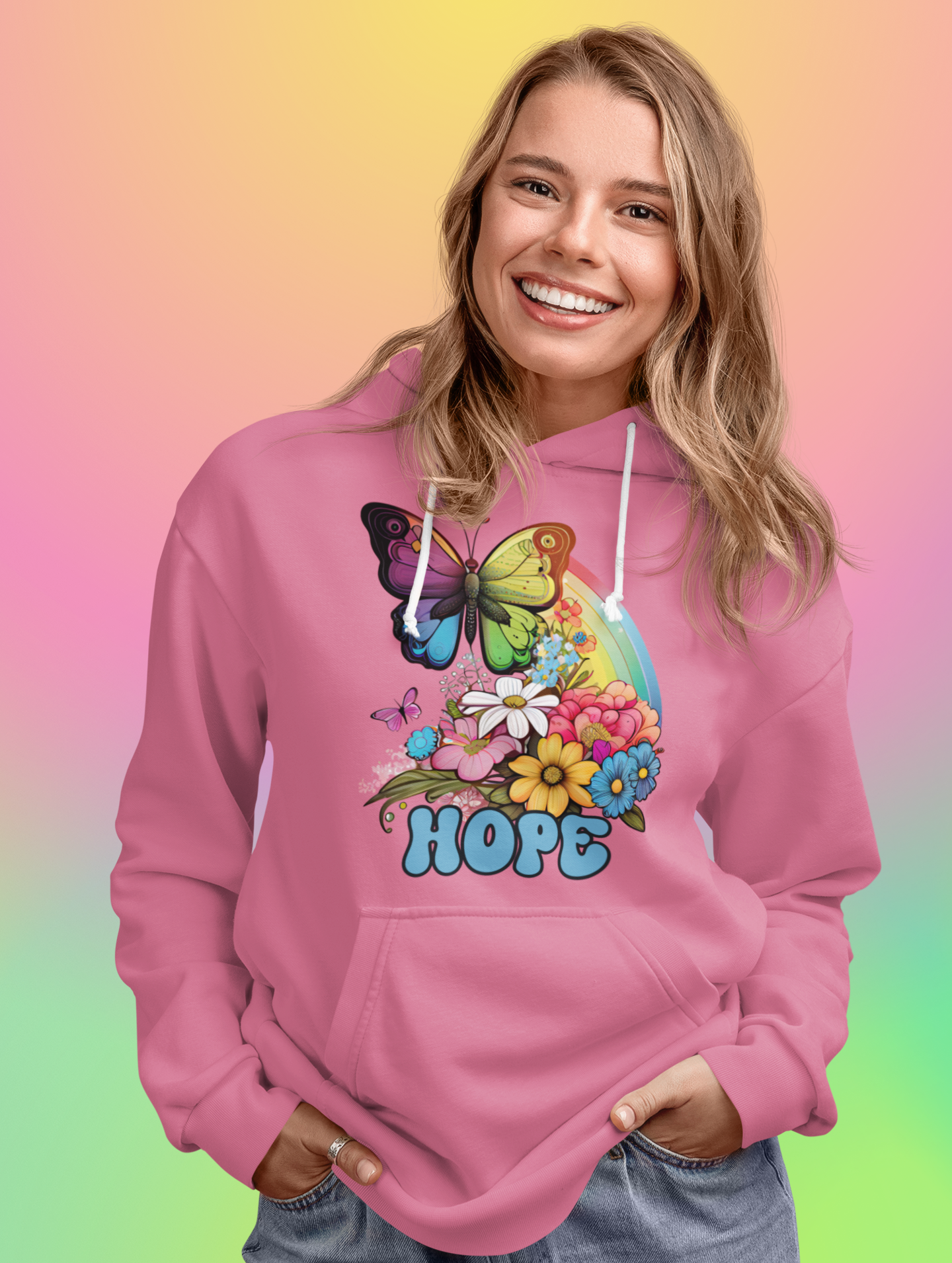 Retro Butterfly Sweatshirt Gift For Her Butterfly Hoodie Gift For Daughter Colorful Butterfly Hope Women Rainbow Sweatshirt Gift For Friend
