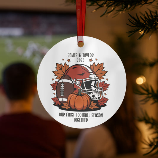 Custom Fall Football Couple Ornament