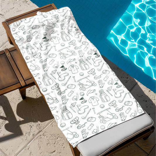 Hand Drawn Golf Beach Towel