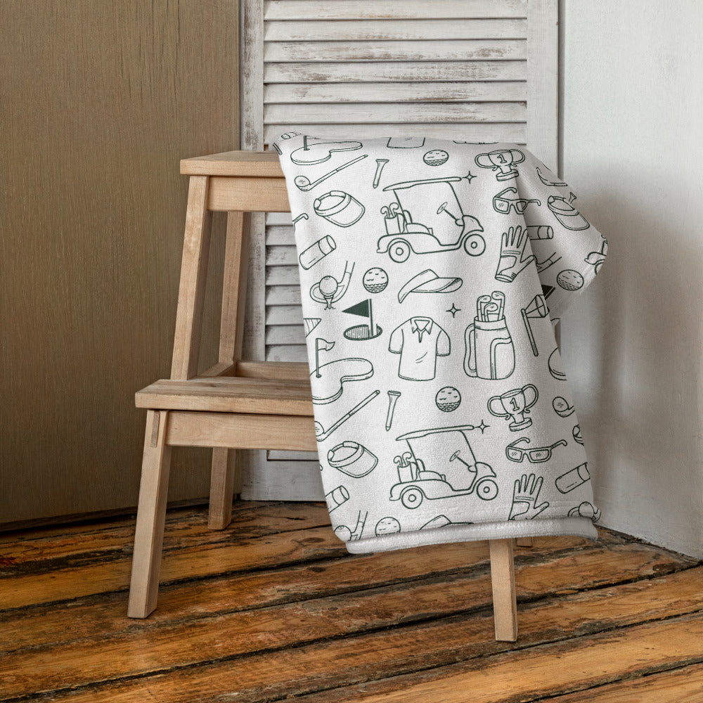 Hand Drawn Golf Beach Towel