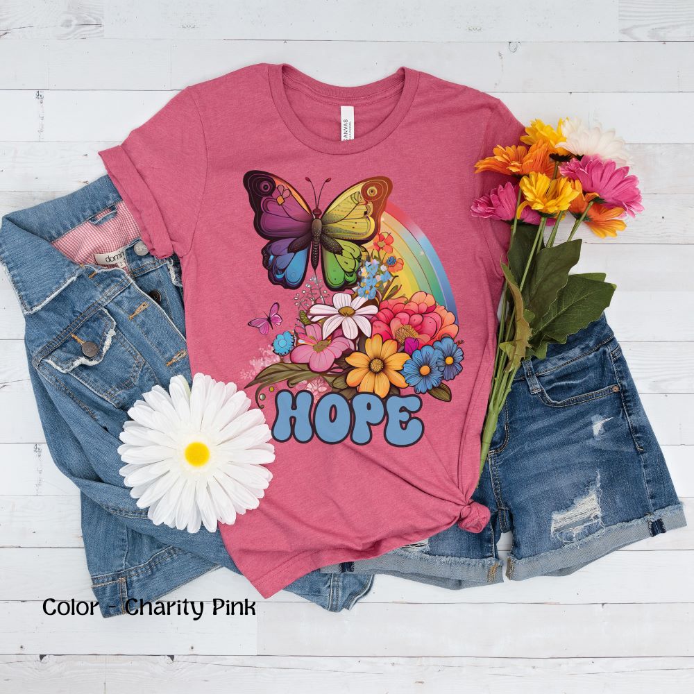 Retro Butterfly Shirt Gift For Her Rainbow Shirt Gift For Daughter Butterfly T Shirt Mom Gift Colorful Butterfly Hope Shirt Gift For Friend