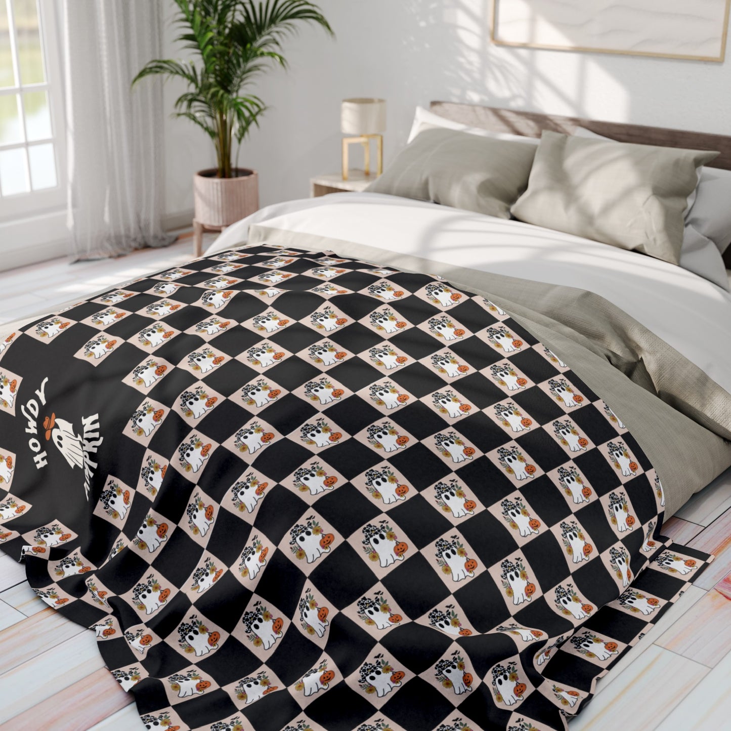 Howdy Pumpkin Western Ghost Halloween Blanket