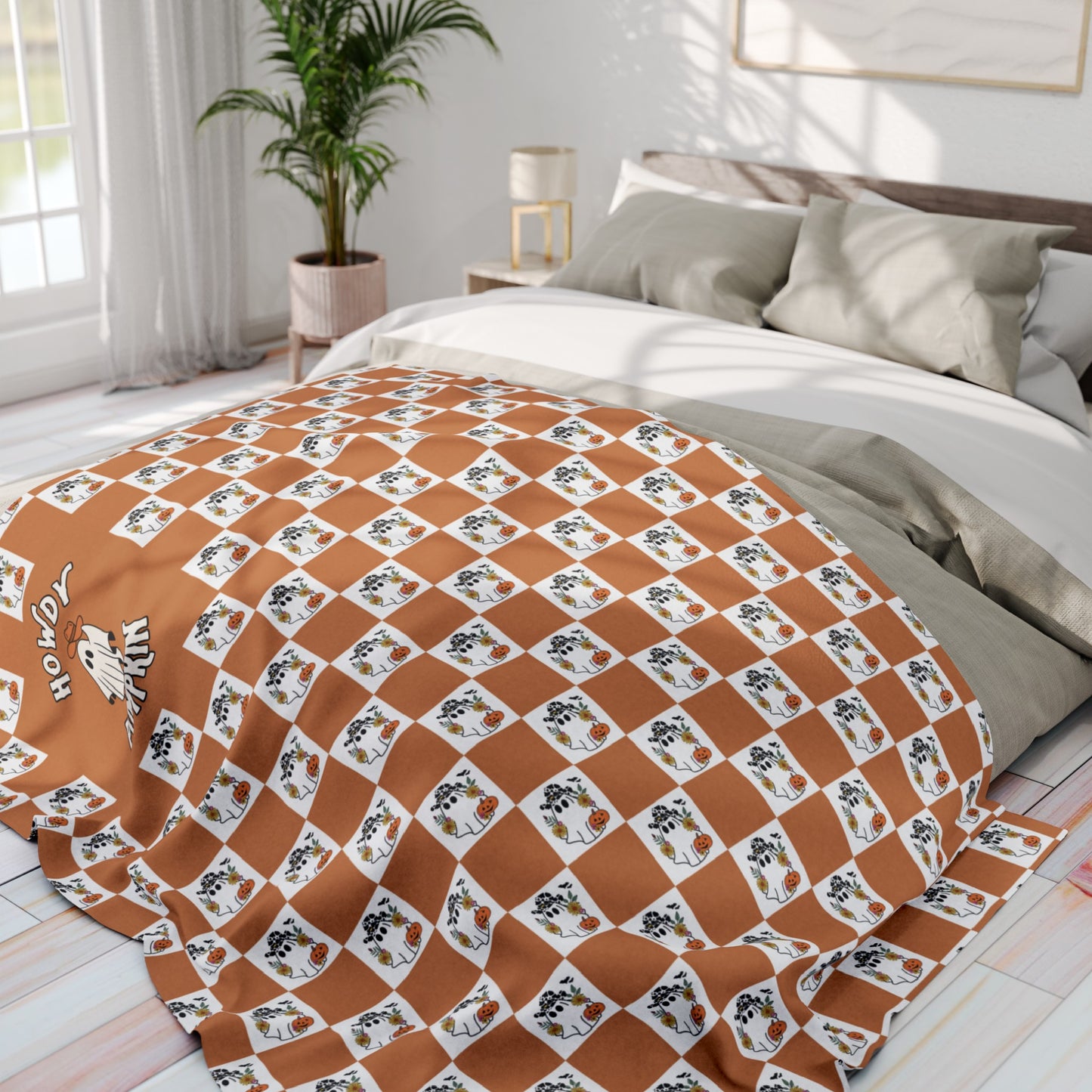 Howdy Pumpkin Western Ghost Halloween Blanket