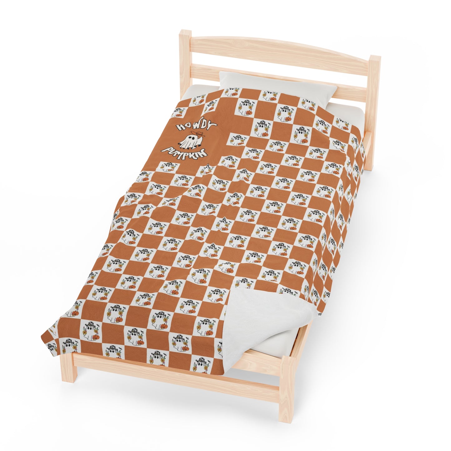 Howdy Pumpkin Western Ghost Halloween Blanket