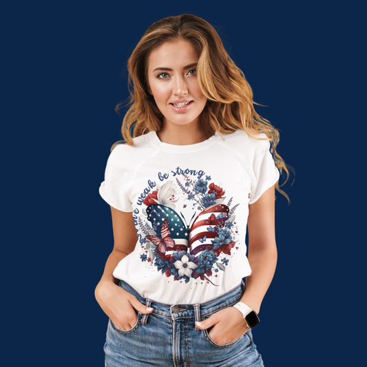 Women’s Patriotic Shirt Butterfly Fourth of July Shirt Majestic Butterfly Shirt for Independence Day Inspiring Tshirt July 4th Gift for Her