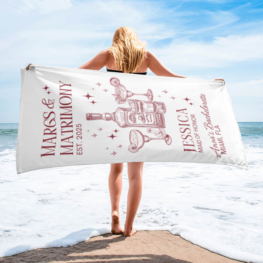 Margs And Matrimony Bachelorette Beach Towel