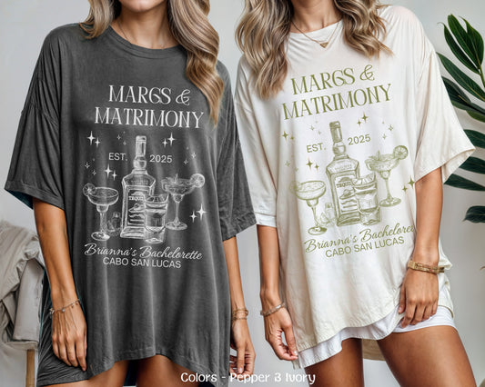 Margs And Matrimony Bachelorette Party Shirts