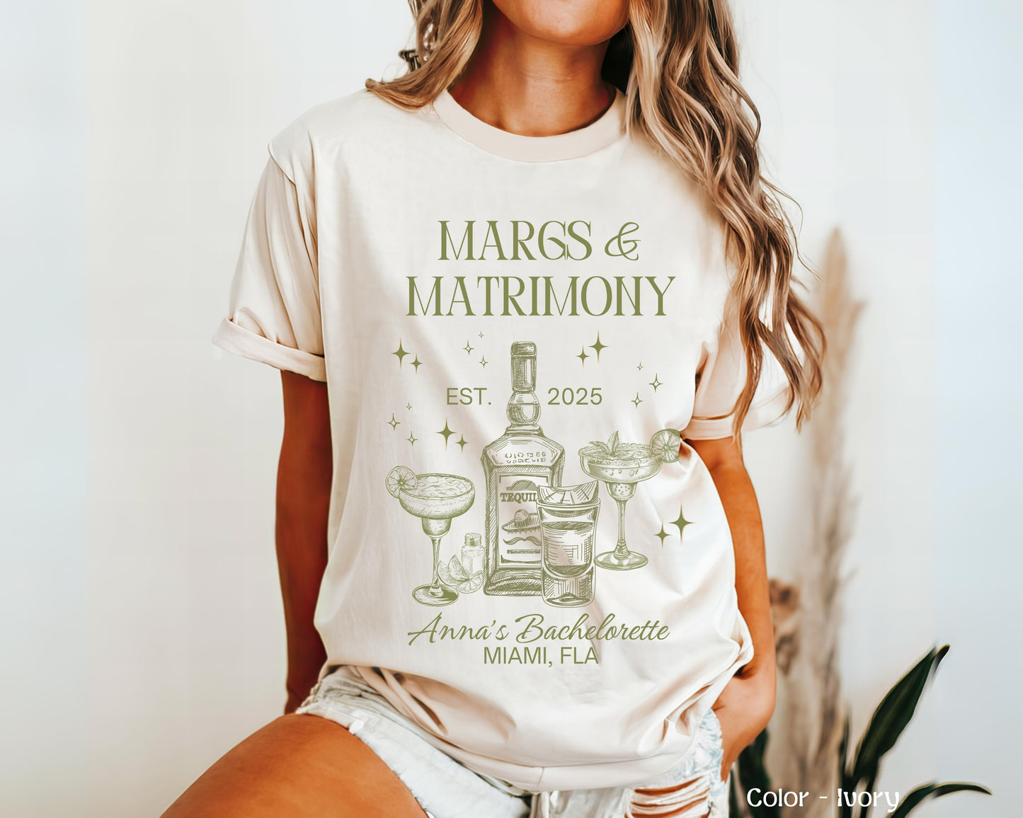 Margs And Matrimony Bachelorette Party Shirts