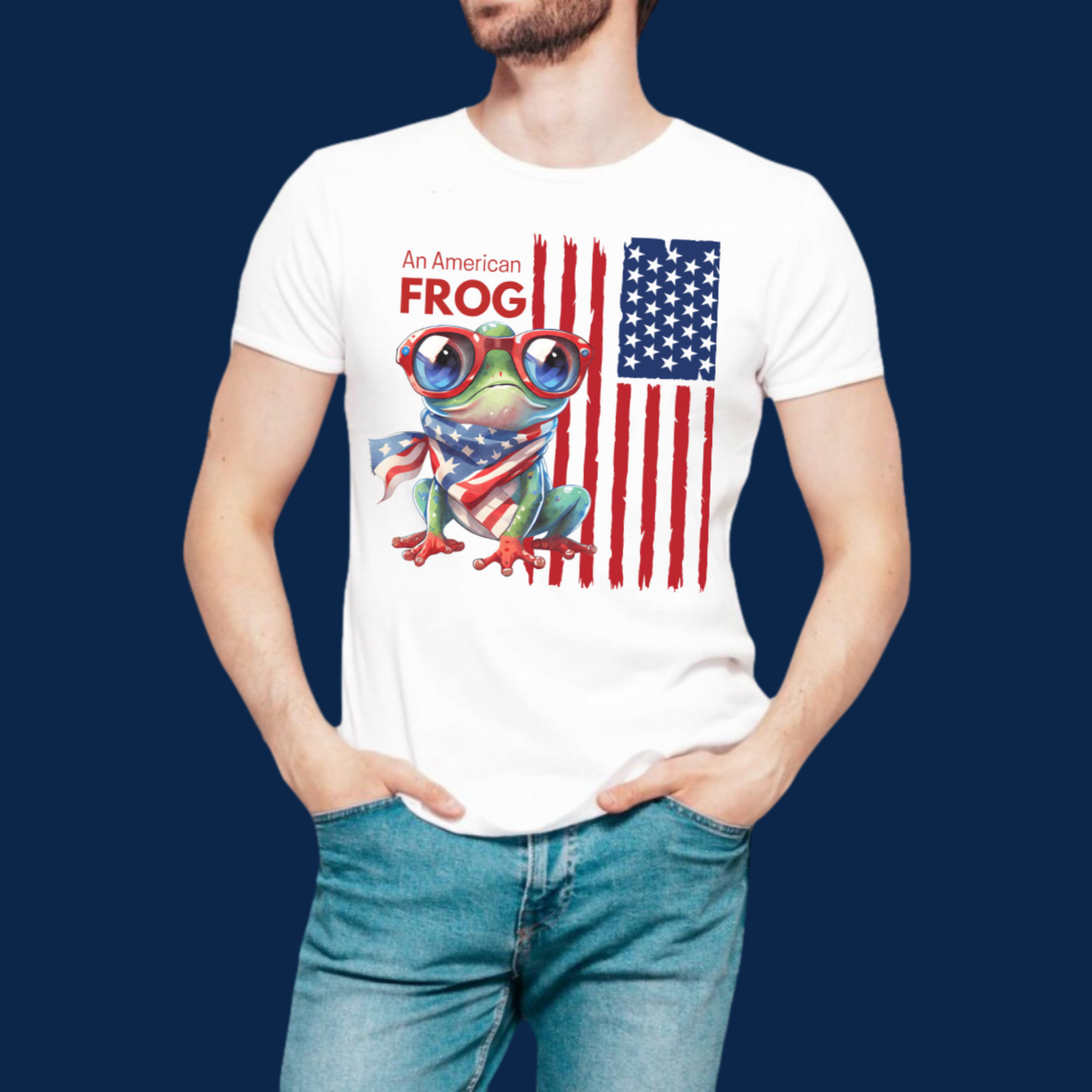 Men’s Patriotic Shirt Funny Fourth of July Shirt Frog Shirt for Independence Day Witty American Flag Shirt July 4th Gift for Him