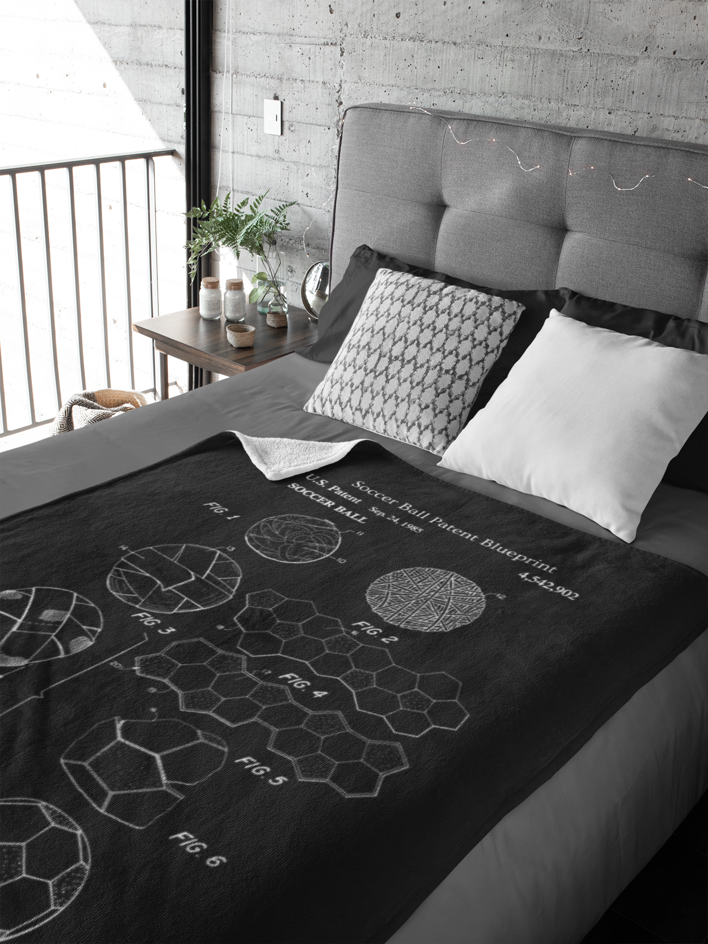 Soccer Ball Patent Blueprint Blanket Soccer Player Gift