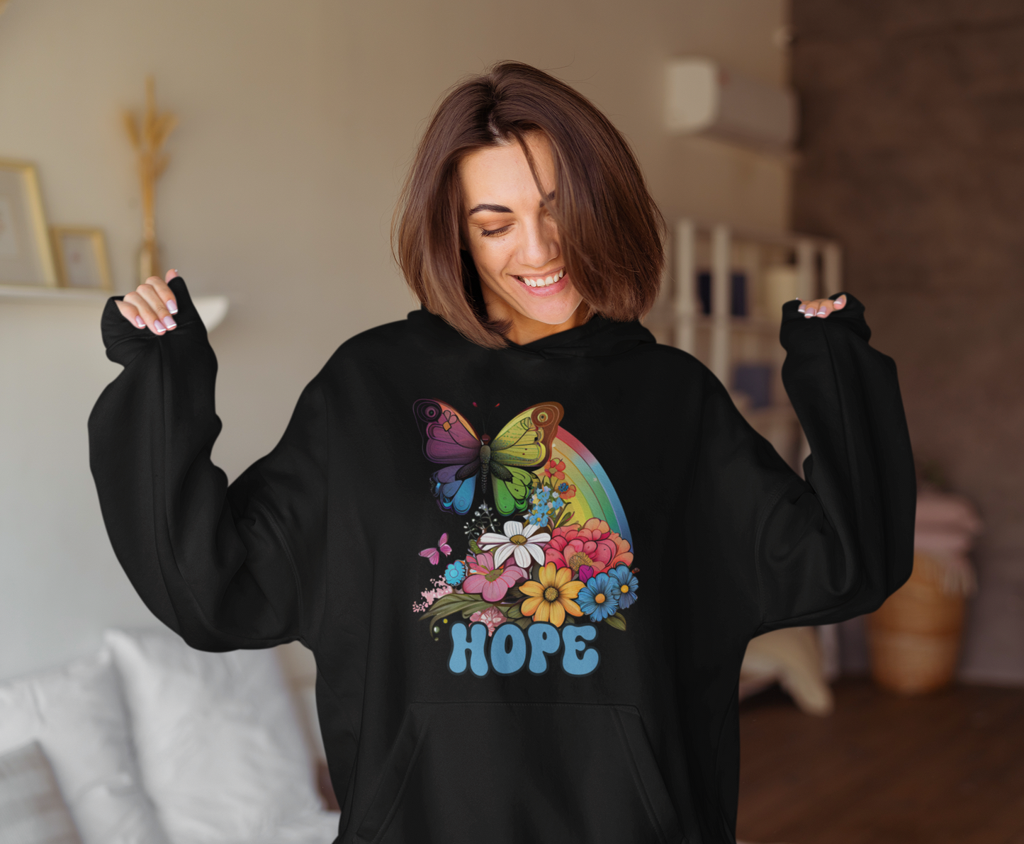 Retro Butterfly Sweatshirt Gift For Her Butterfly Hoodie Gift For Daughter Colorful Butterfly Hope Women Rainbow Sweatshirt Gift For Friend