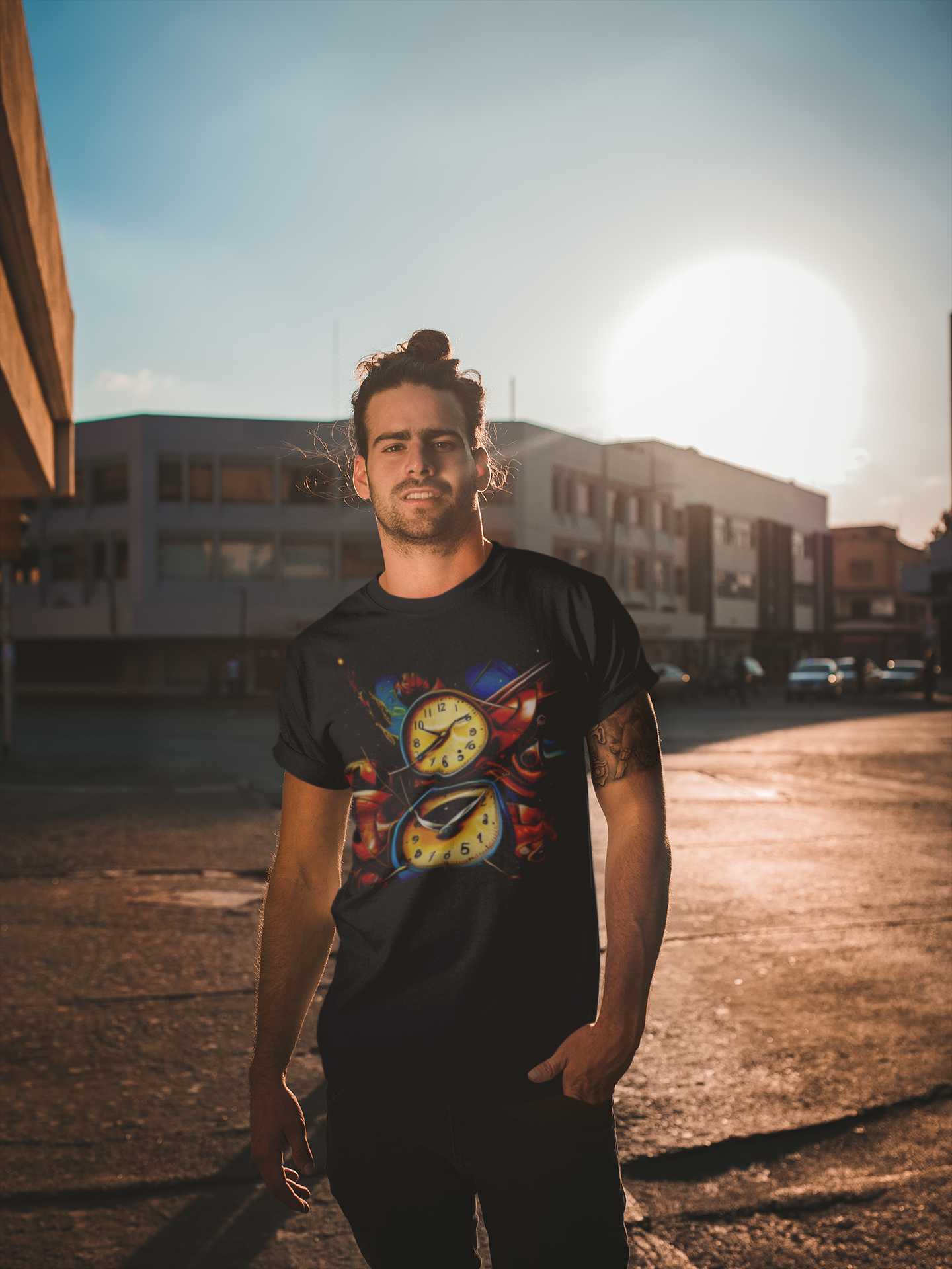 Time Space Graphic T Shirt Gift for Dad One of a Kind Cosmic Self Care Shirt Boyfriend Gift for Him Unique Clock T-Shirt