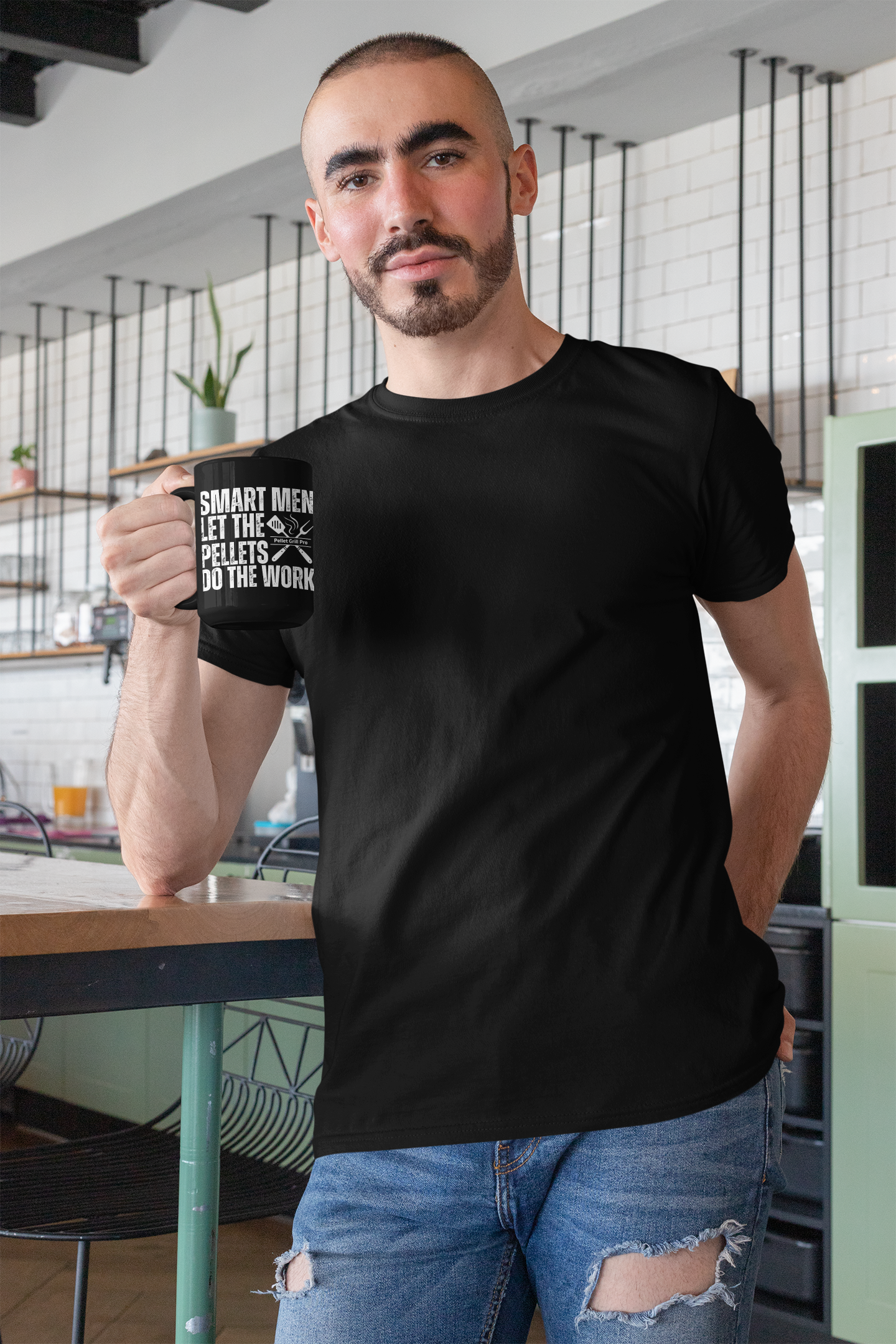 Smart Men Let The Pellets Do the Work Funny 15 oz Black Coffee Mug
