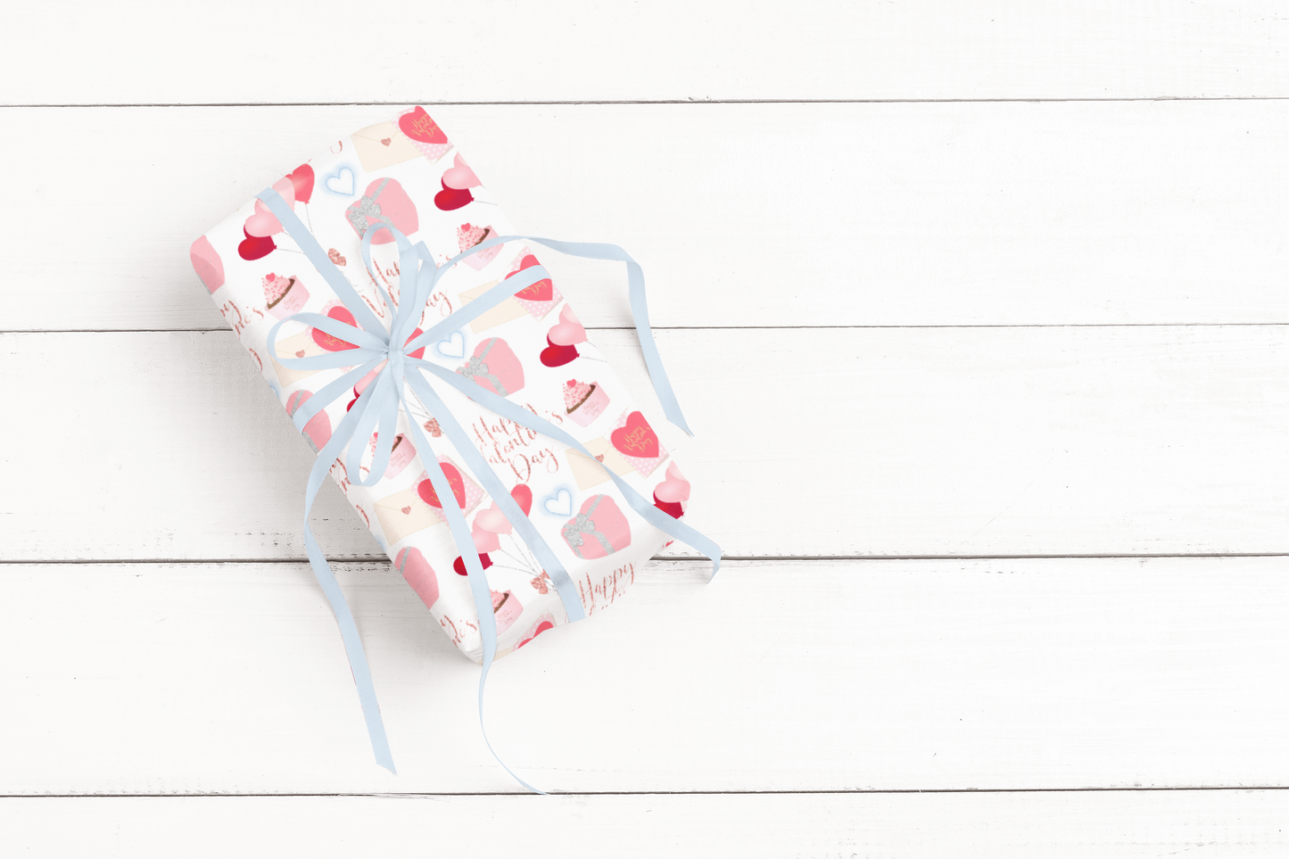 Red and Pink Heart Balloons Valentines Day Wrapping Paper