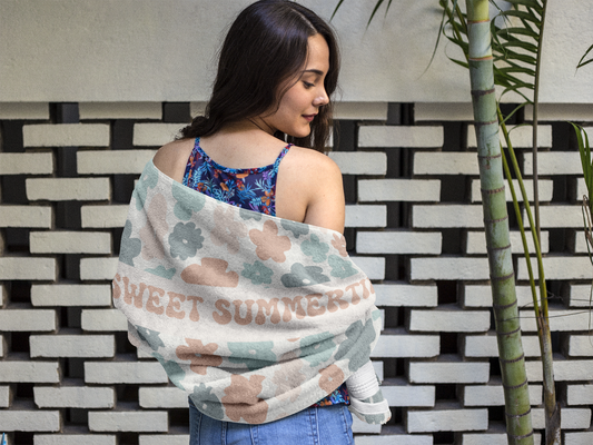 Boho Beach Cloth Flower Beach Towel Floral Gift for Her Pastel Summer Towel Beach Lover Gift Pool Towel Summer Vacation Towel