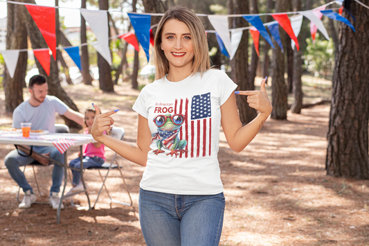 Women’s Patriotic Shirt Funny Fourth of July Shirt Frog Shirt for Independence Day Witty American Flag Shirt July 4th Gift for Her