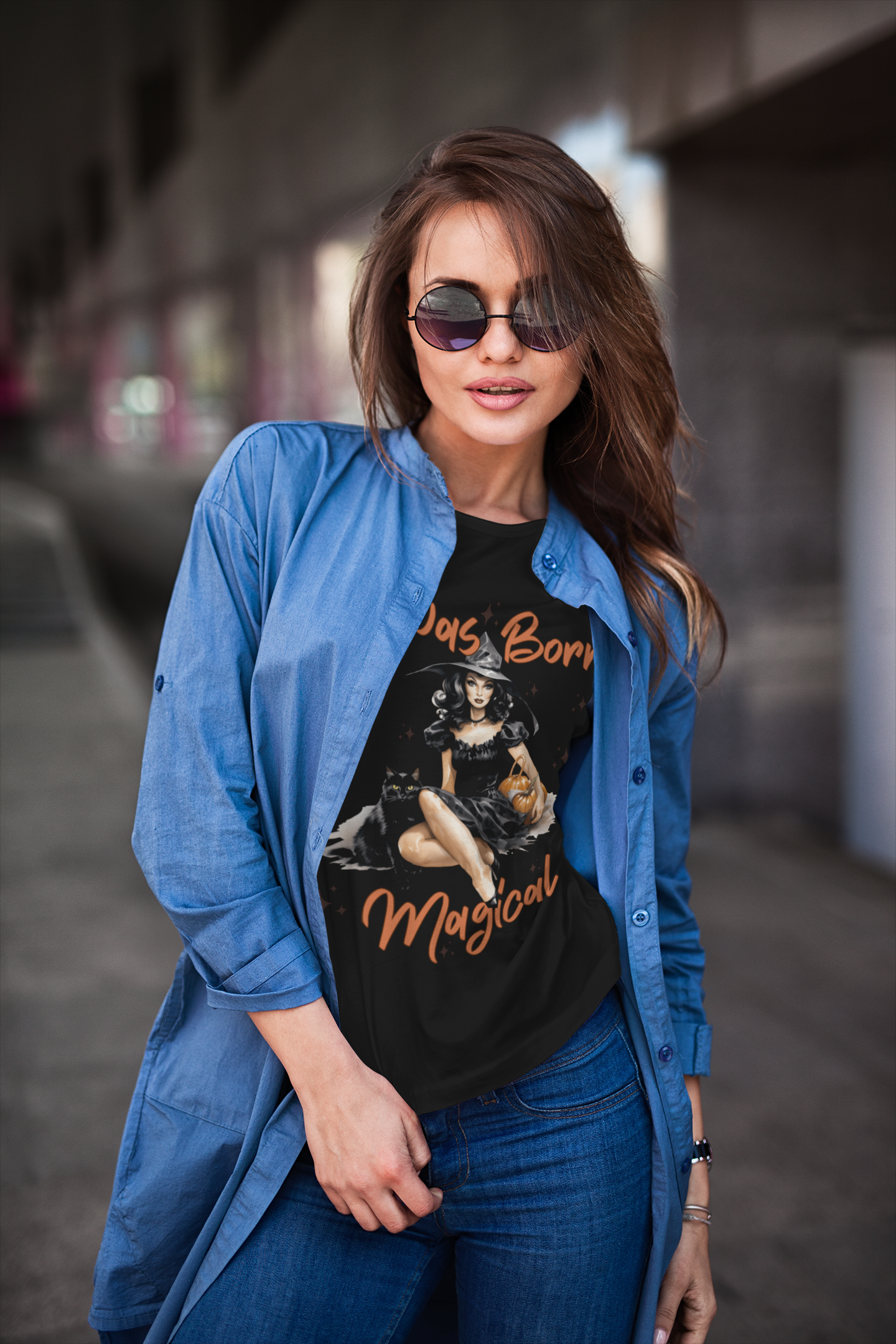 I Was Born Magical Witty Retro Halloween Witch T-Shirt Shirt For Women