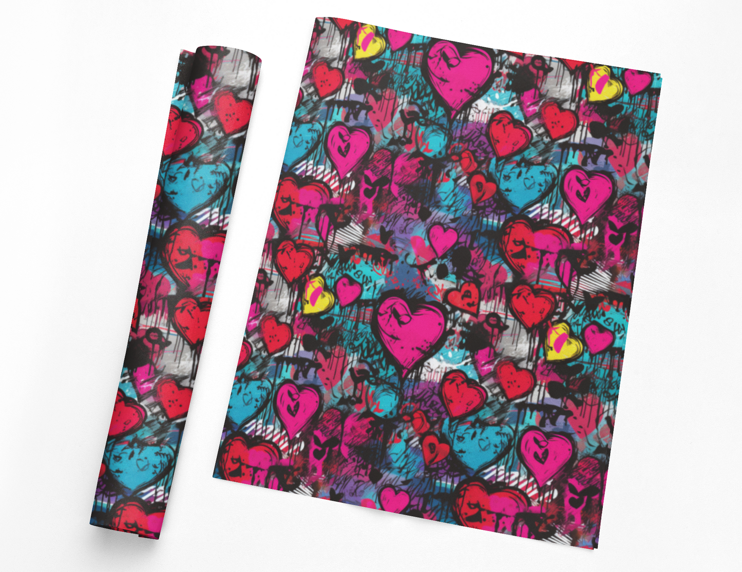 Retro Hearts Valentines Day Wrapping Paper