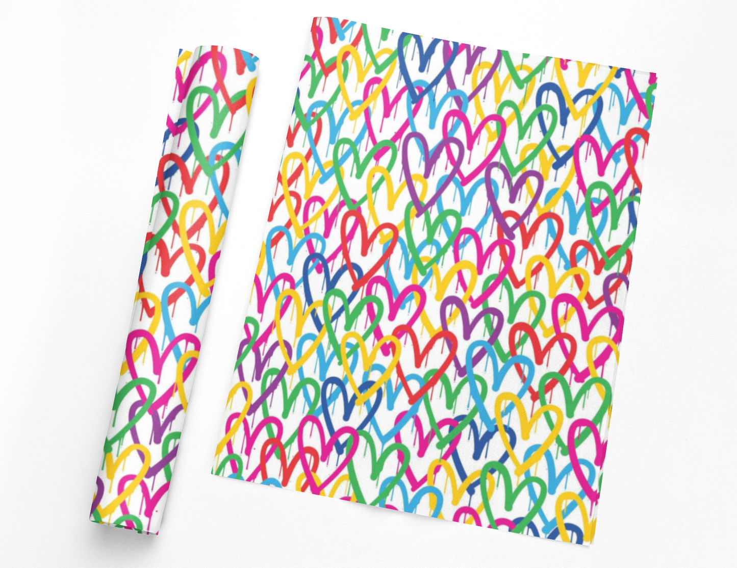 Retro Hearts Valentines Day Wrapping Paper
