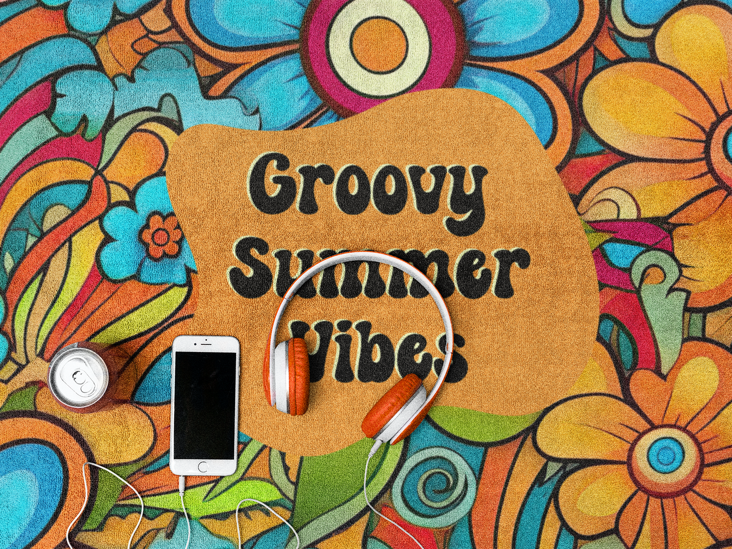 Flower Beach Towel Floral Gift for Her Retro Summer Towel Beach Lover Gift Pool Towel Summer Vacation Towel Large Beach Towel