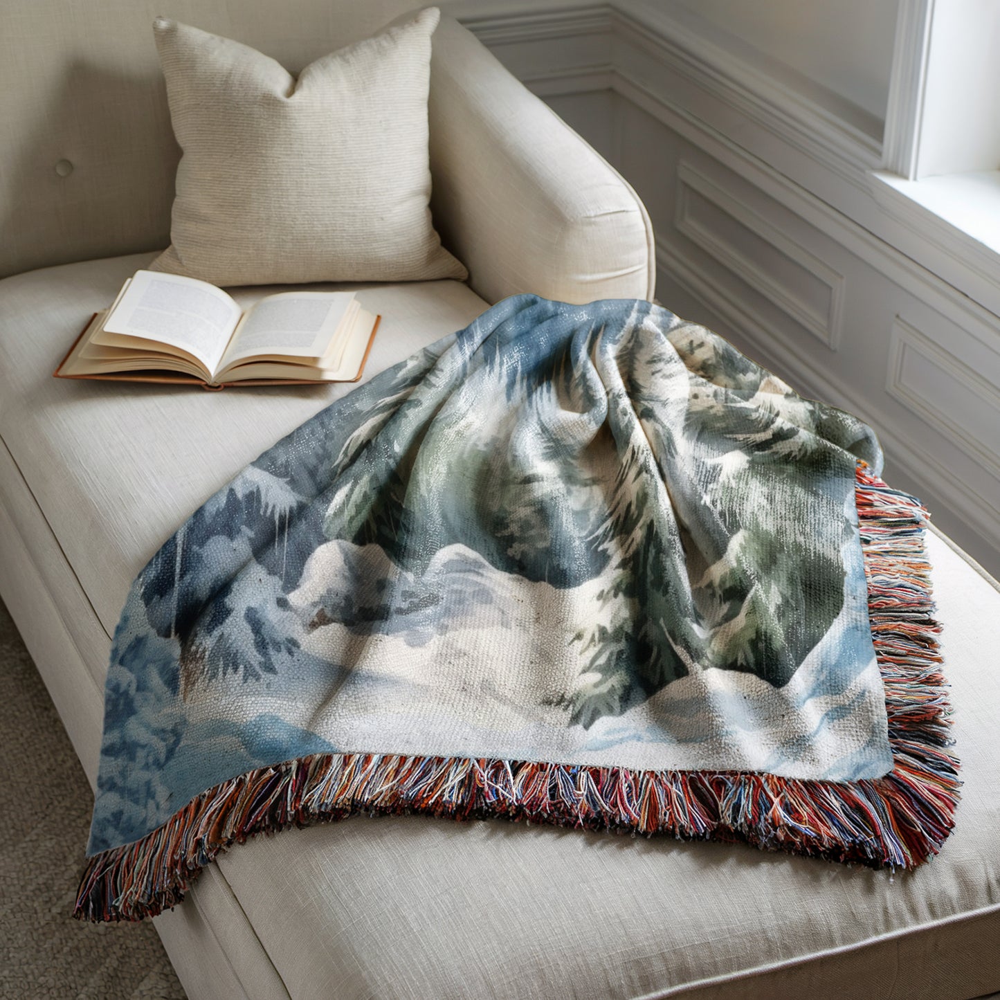 Mountain Tapestry Woven Throw Blanket