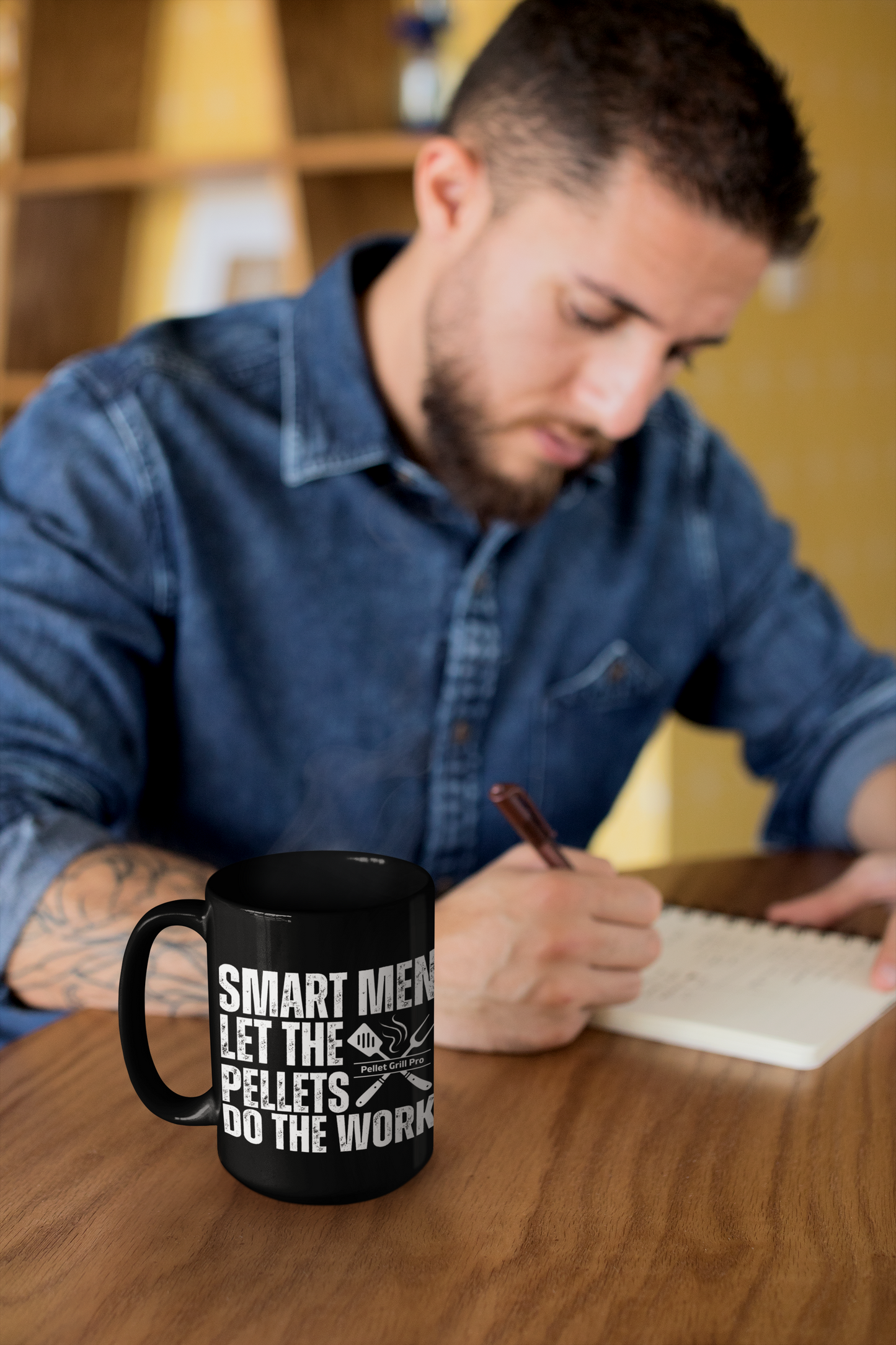 Smart Men Let The Pellets Do the Work Funny 15 oz Black Coffee Mug