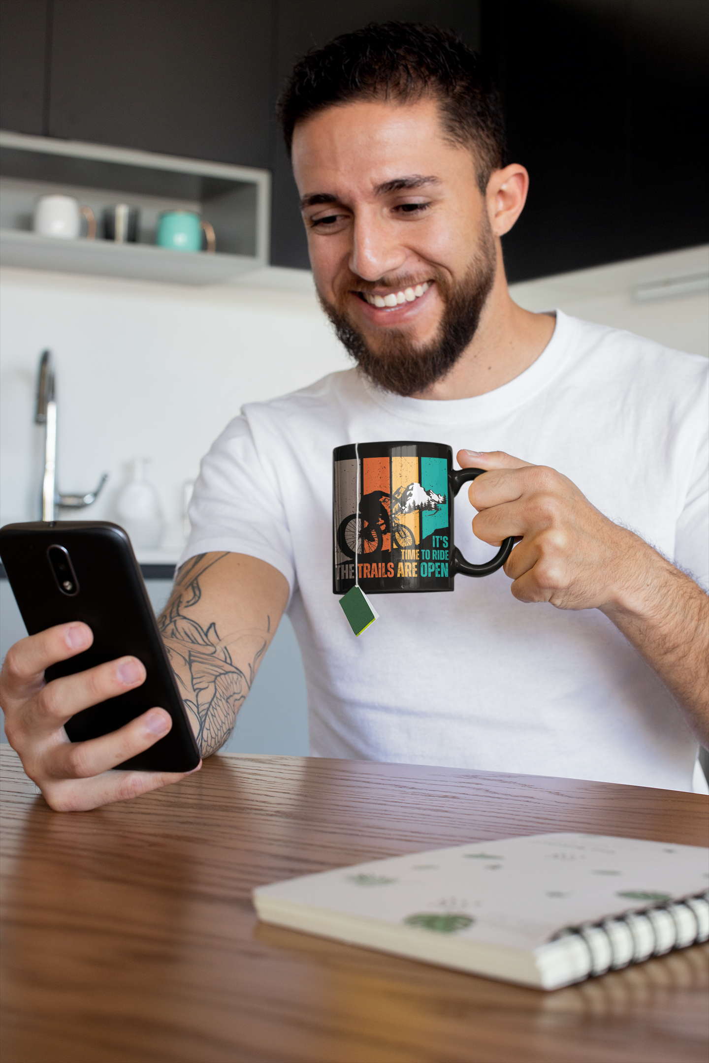 Mountain Bike Mug 11 oz Black Ceramic Mug Cyclist Gift for Him Witty Retro Mountain Bike Gift for Son Cycling Mug Boyfriend Coffee Mug