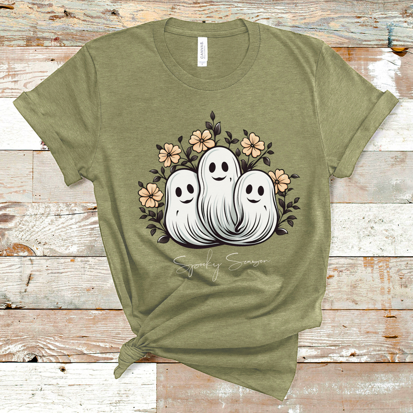 Spooky Season Retro Floral Ghost Shirt
