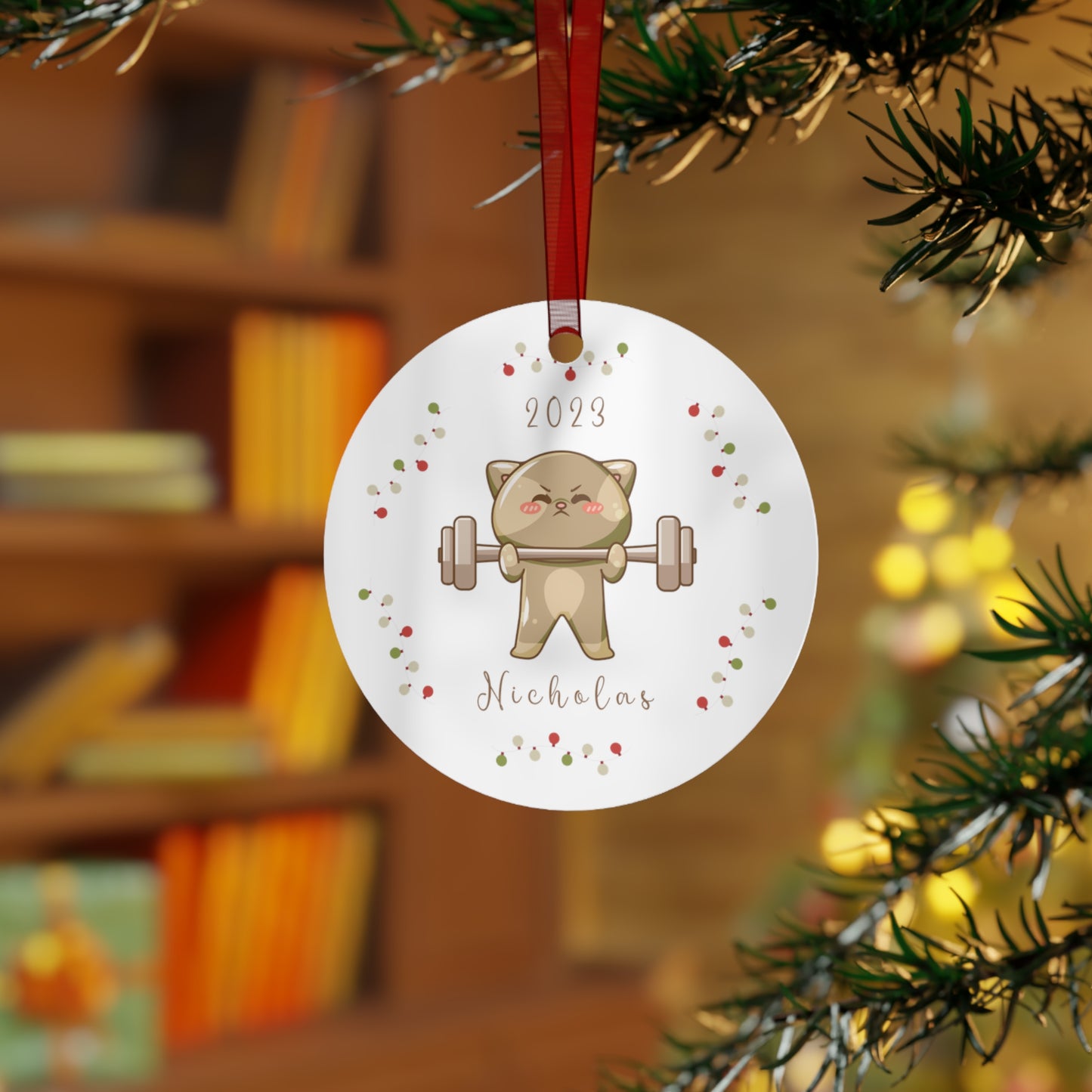 Personalized Workout Ornament Cat Christmas Ornament