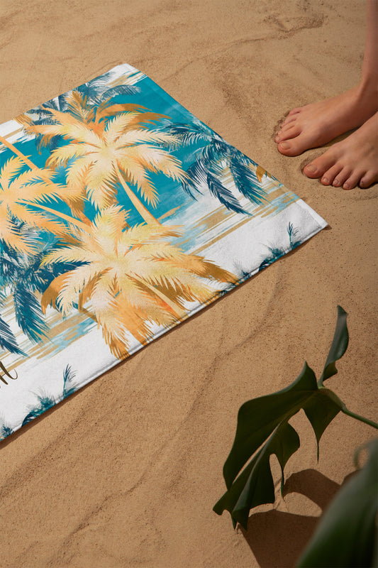 Custom Palm Tree Beach Towel Monogram Gifts