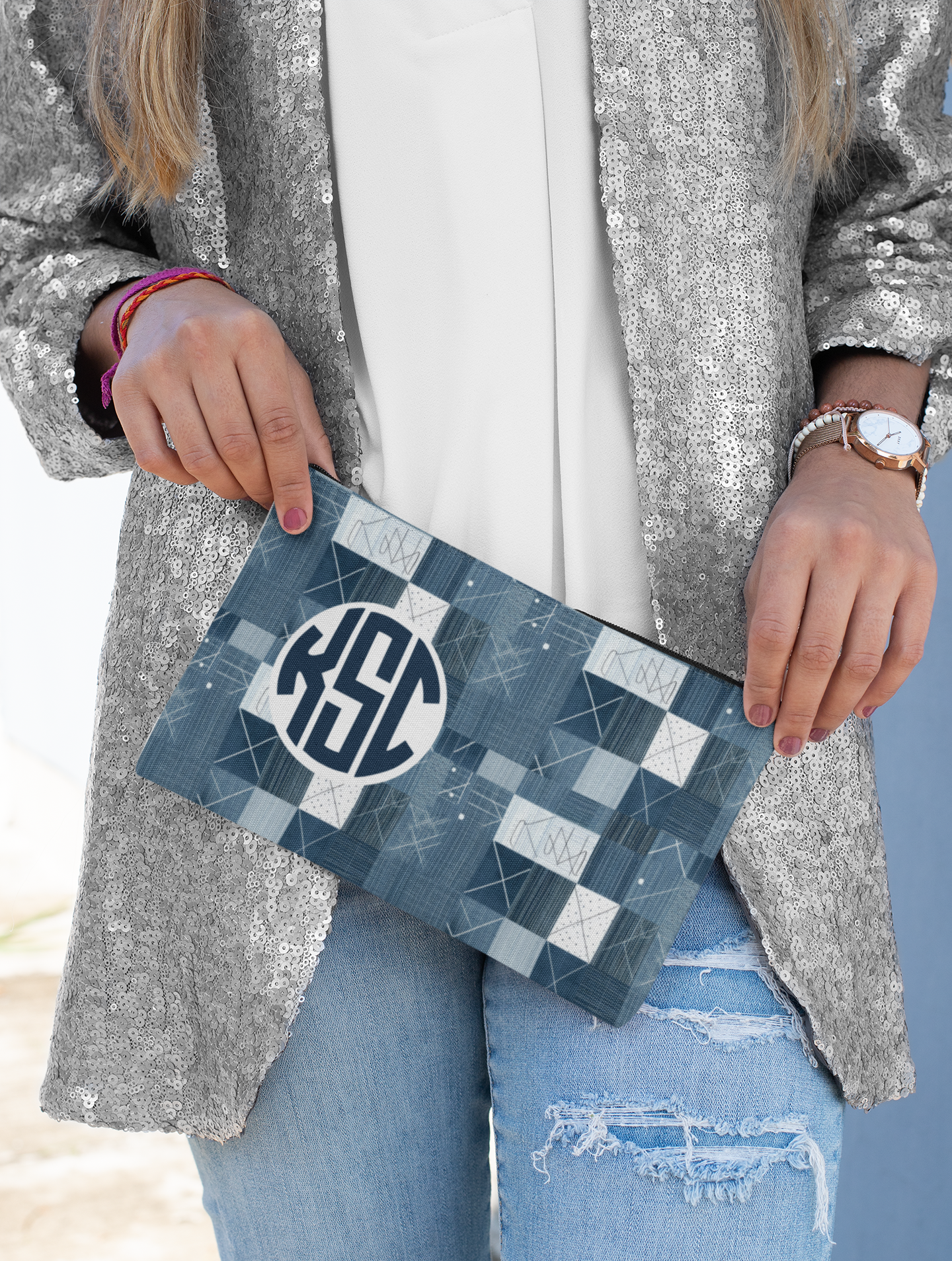 Personalized Pencil Case Trendy Monogram Gift