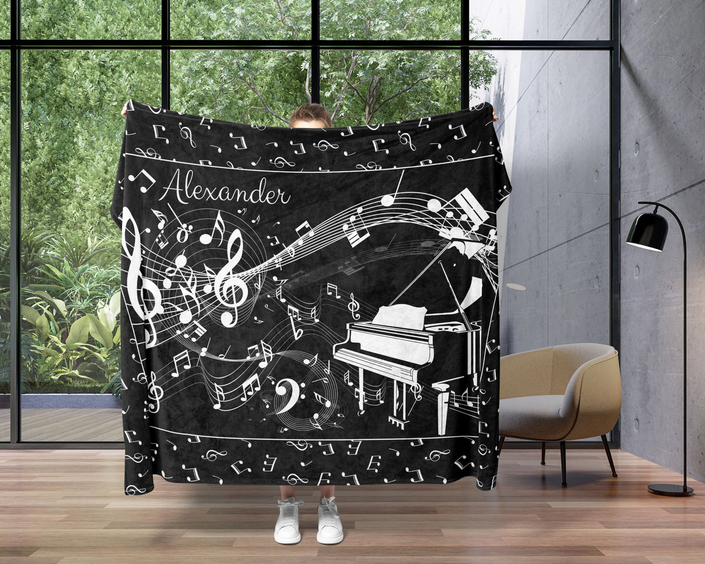 Personalized Piano Blanket Custom Blanket Pianist Gift