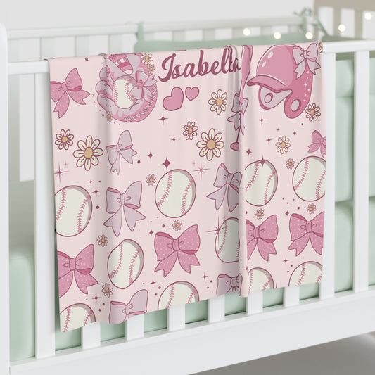 Pink Coquette Bow Baseball Blanket