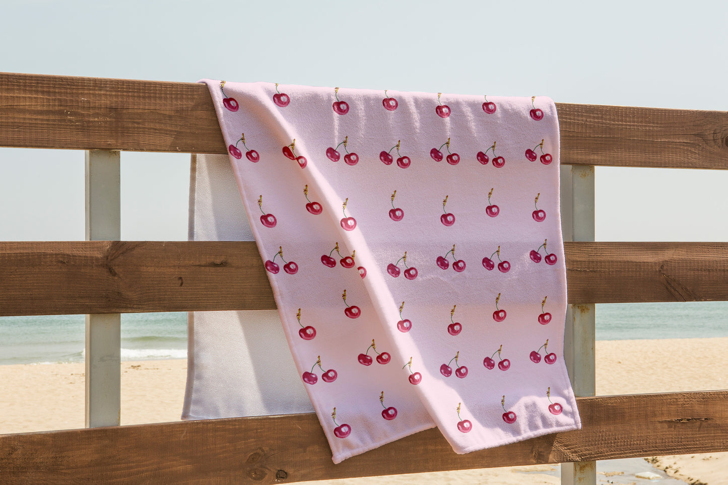 Personalized Pink Cherry Beach Towel