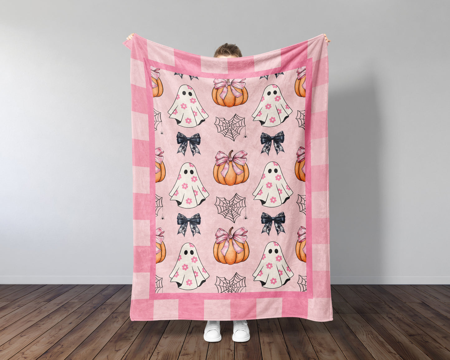 Halloween Ghost Coquette Blanket Pink Halloween Decor