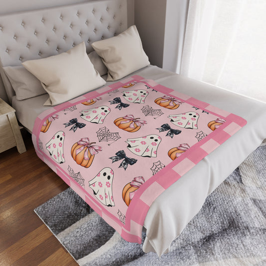 Halloween Ghost Coquette Blanket Pink Halloween Decor