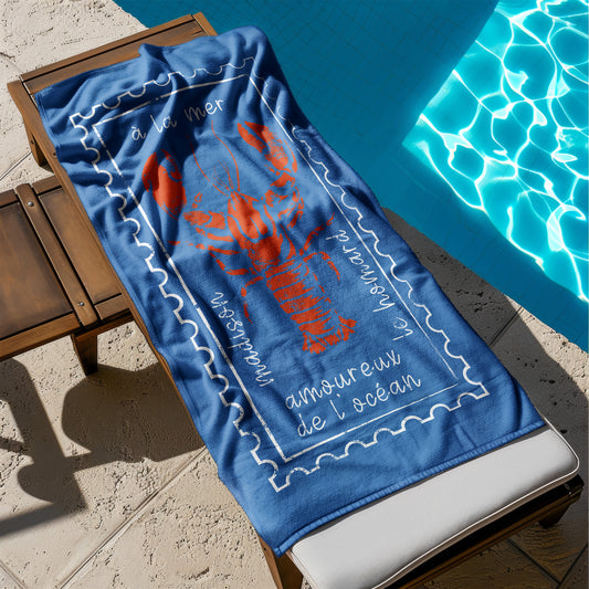 Custom Lobster Beach Towel Fisherman Aesthetic