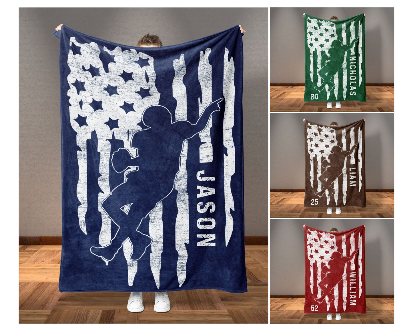 Custom American Football Blanket Football Player Gift