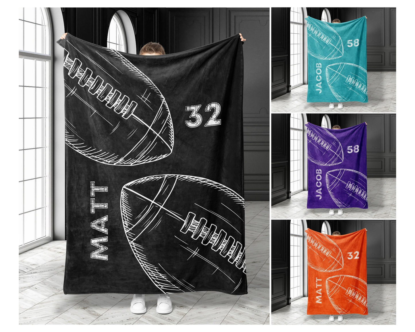 Custom Football Blanket Football Player Gift