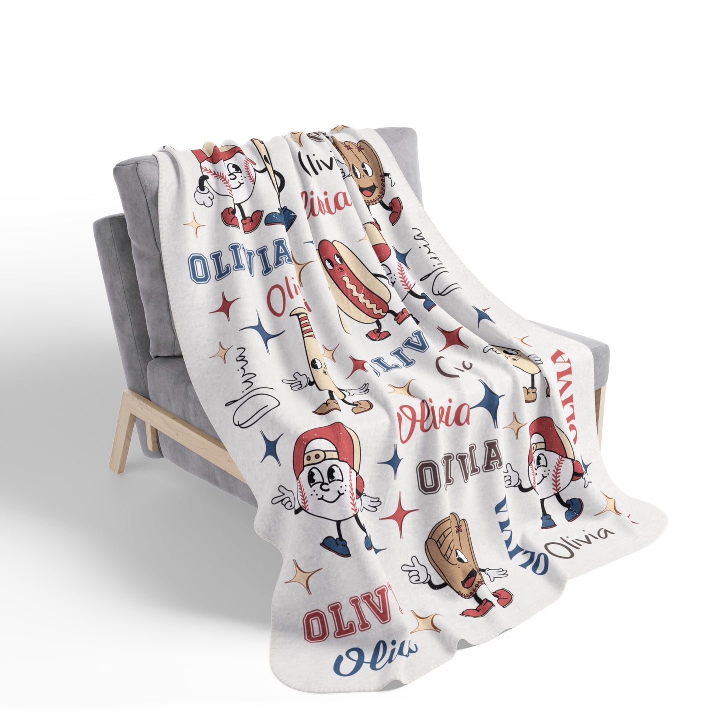 Custom Retro Baseball Blanket Personalized Baseball Gift