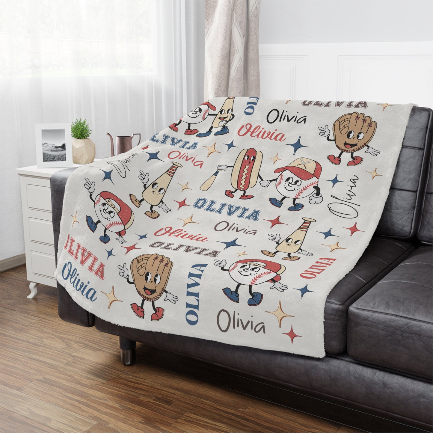 Custom Retro Baseball Blanket Personalized Baseball Gift