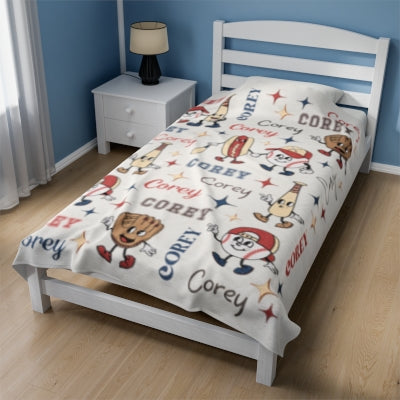 Custom Retro Baseball Blanket Personalized Baseball Gift