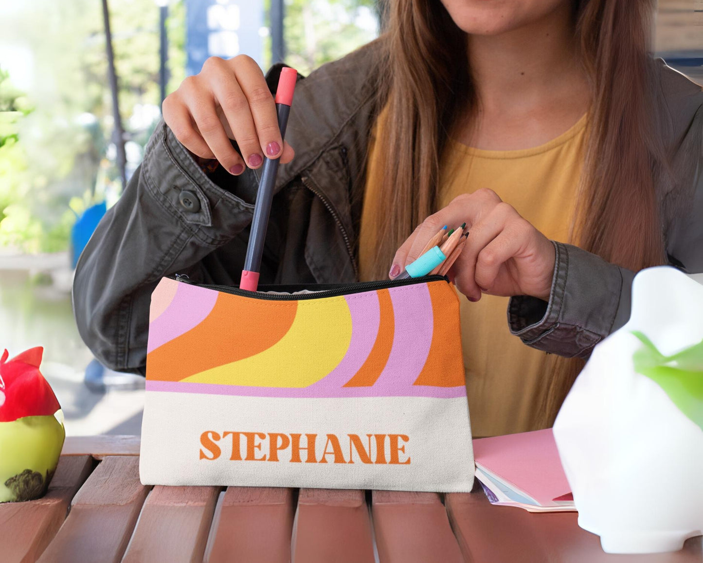 Personalized Retro Pencil Case Back to School Gift